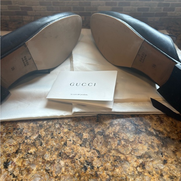 GUCCI loafers PRINCETOWN LEATHER backless in blk w/ gold horse bit sz 9 - Picture 9 of 15